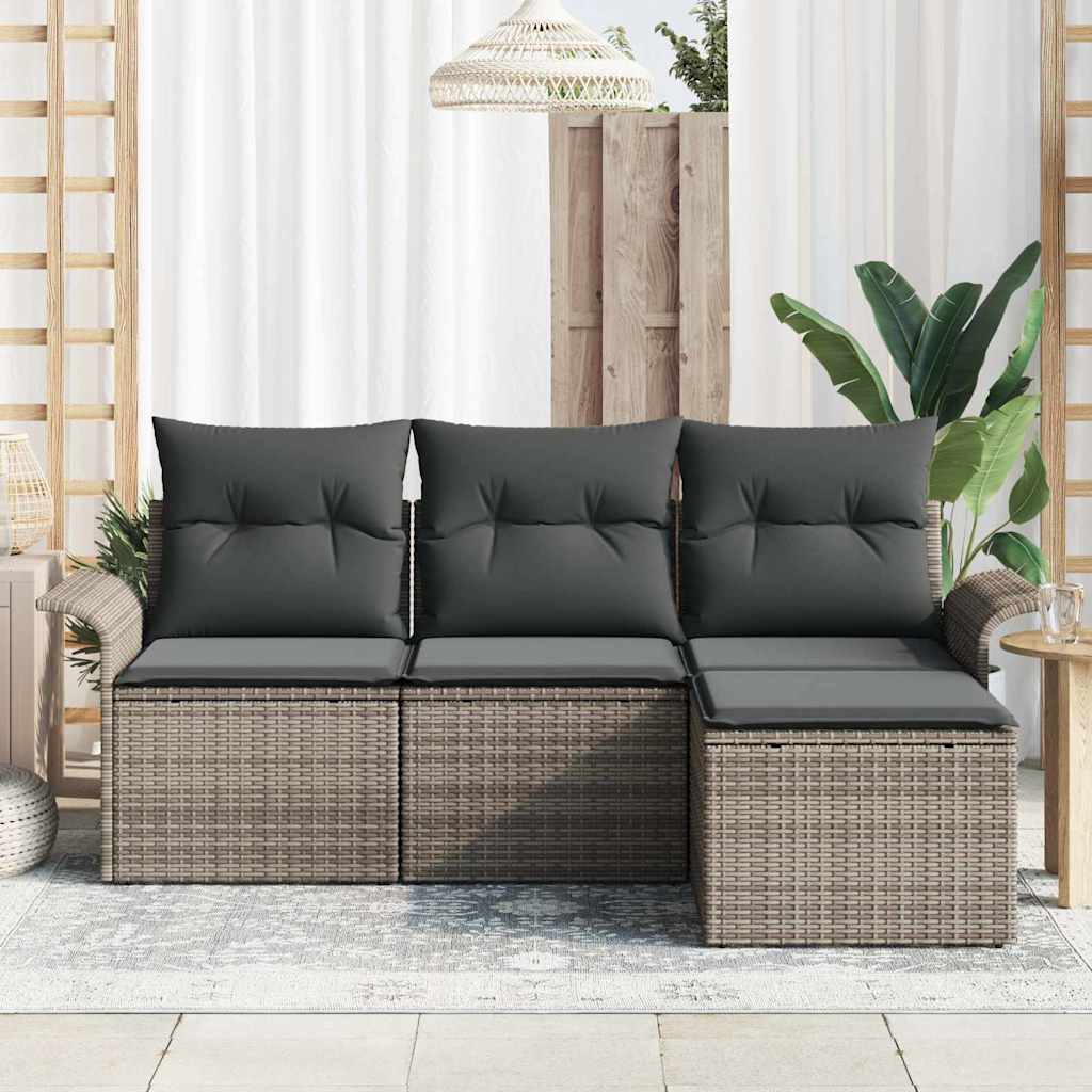 Sada zahradních pohovek 4 pcs Šedá 55 x 55 x 37cm polyratan