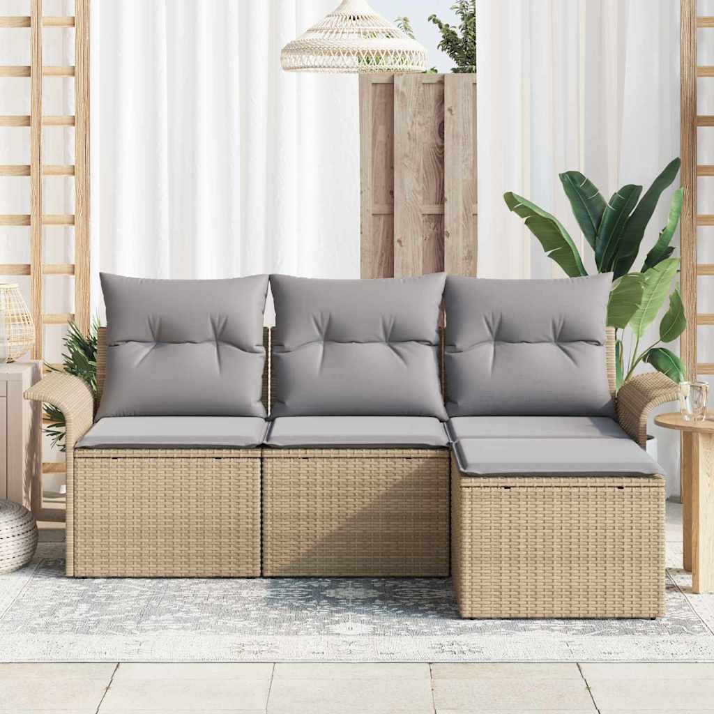 Sada zahradních pohovek 4 pcs Béžová 55 x 55 x 37cm polyratan