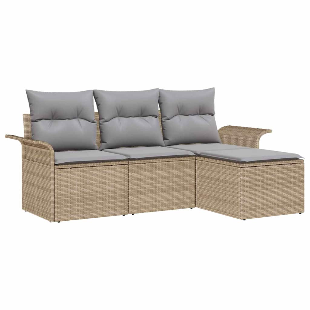Sada zahradních pohovek 4 pcs Béžová 55 x 55 x 37cm polyratan
