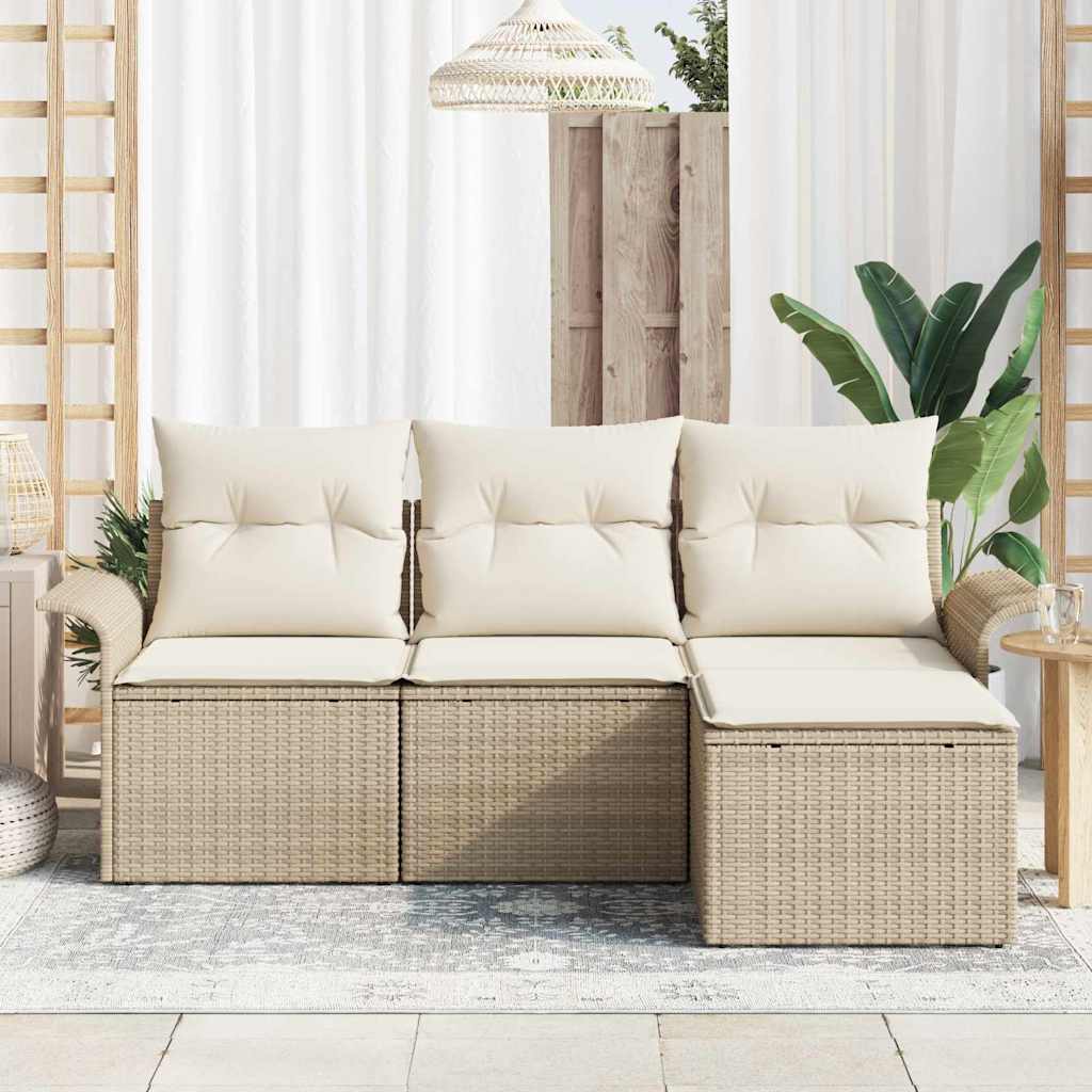 Sada zahradních pohovek 4 pcs Béžová 55 x 55 x 37cm polyratan
