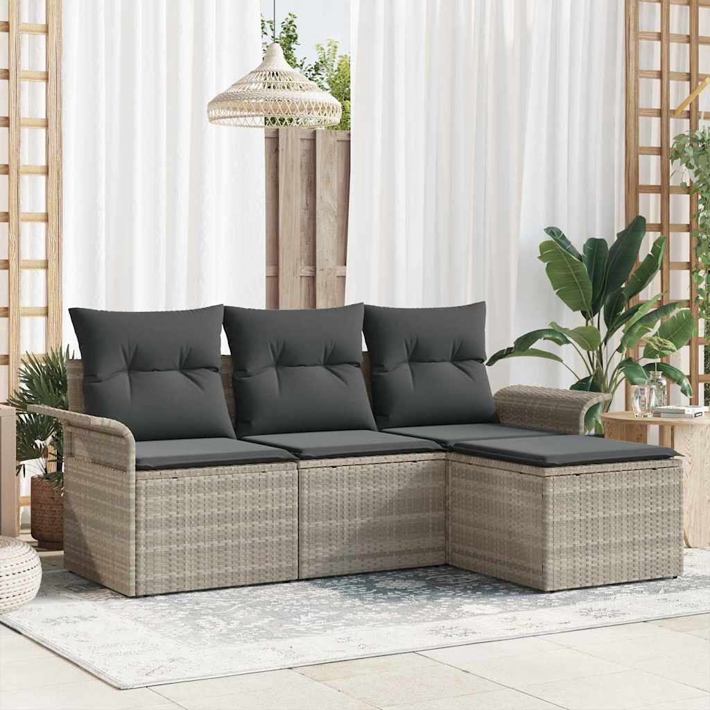 Sada zahradních pohovek 4 pcs Šedá 55 x 55 x 37cm polyratan