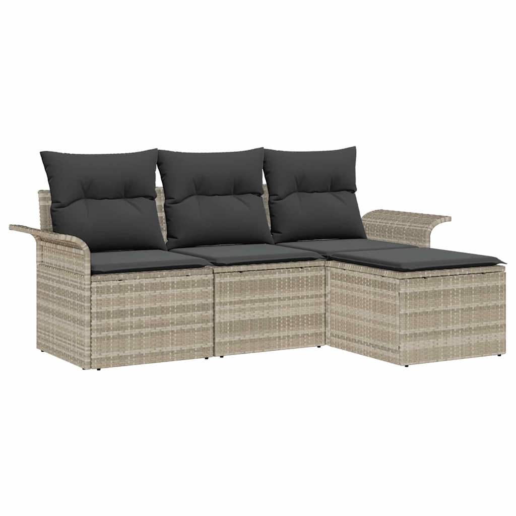 Sada zahradních pohovek 4 pcs Šedá 55 x 55 x 37cm polyratan