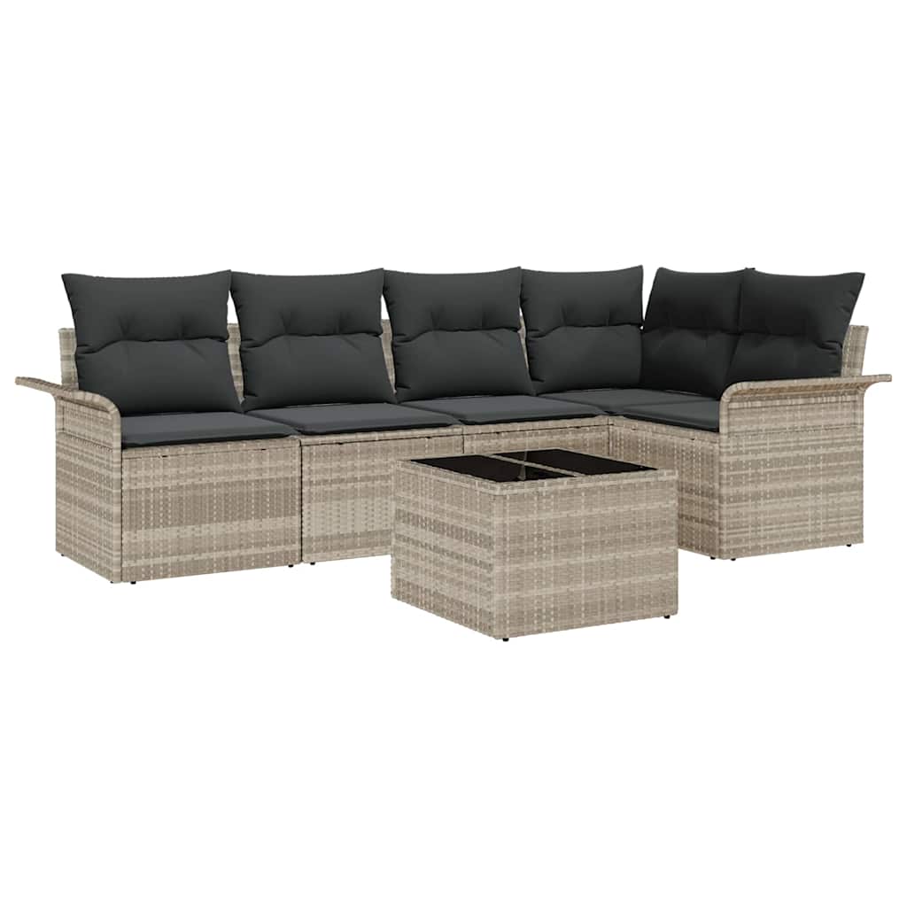 Sada zahradních pohovek 6 pcs Šedá 55 x 55 x 37 cm Poly ratan