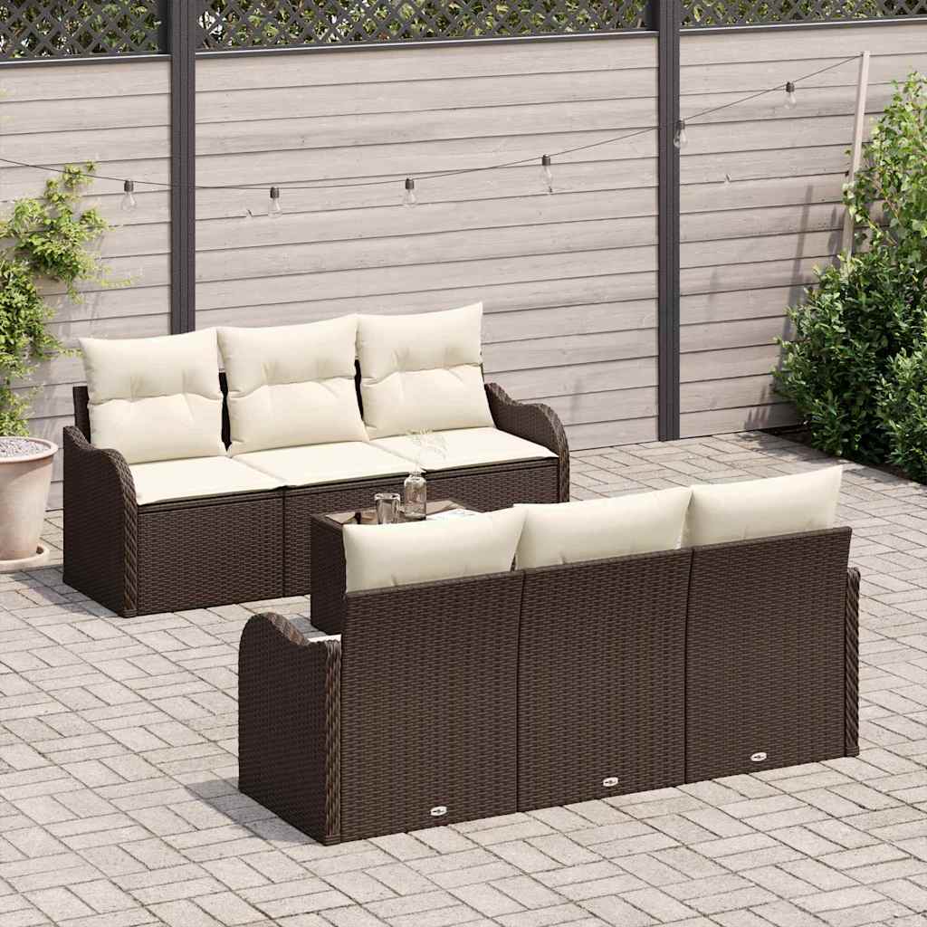 Sada zahradních pohovek 7 pcs Hnědá 55 x 55 x 37 cm Poly ratan