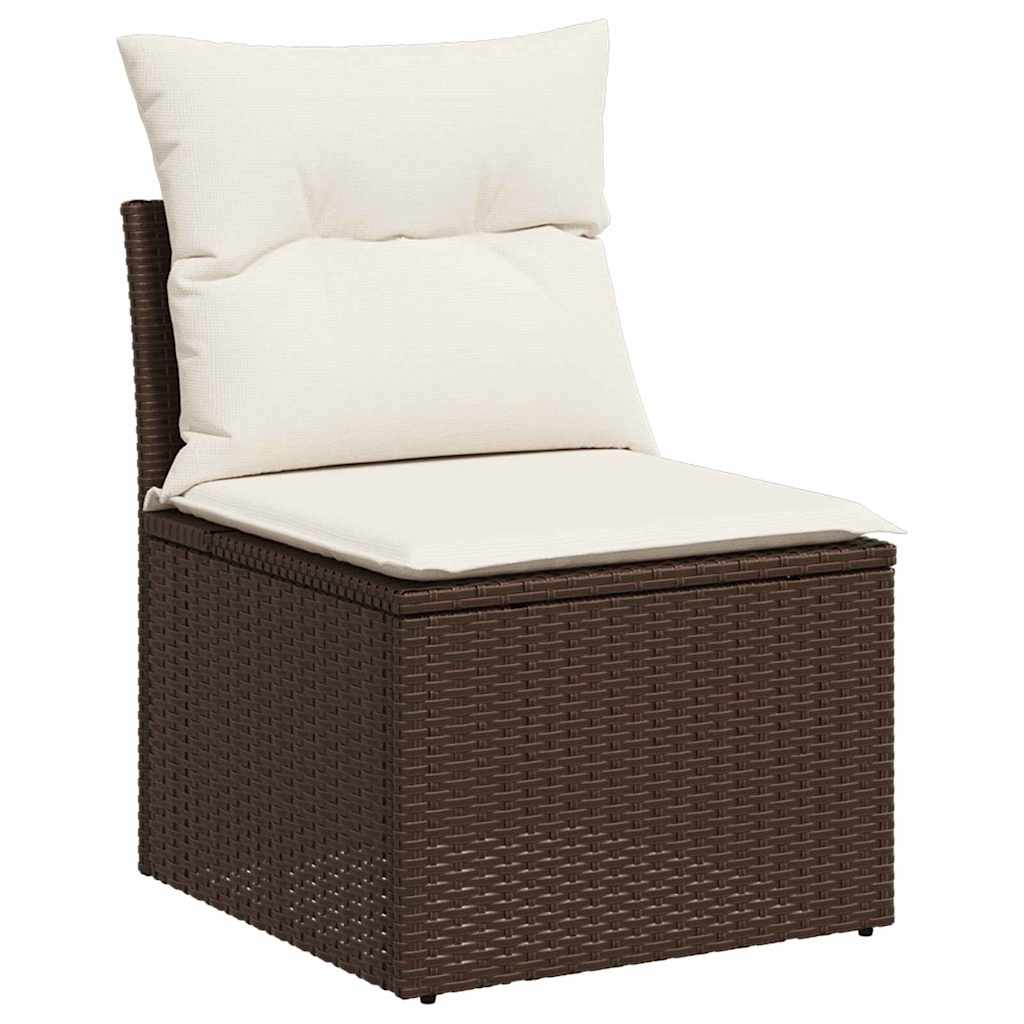 Sada zahradních pohovek 7 pcs Hnědá 55 x 55 x 37 cm Poly ratan