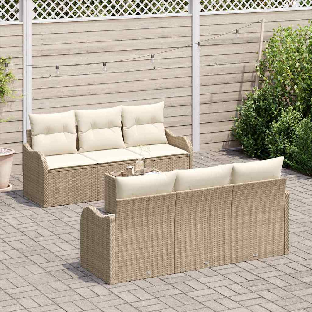 Sada zahradních pohovek 7 pcs Béžová 55 x 55 x 37 cm Poly ratan