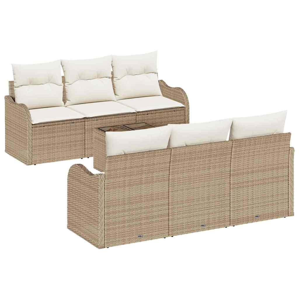Sada zahradních pohovek 7 pcs Béžová 55 x 55 x 37 cm Poly ratan
