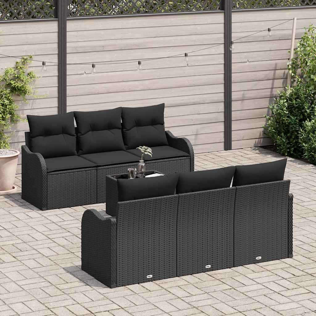 Sada zahradních pohovek 7 pcs Černá 55 x 55 x 37 cm Poly ratan