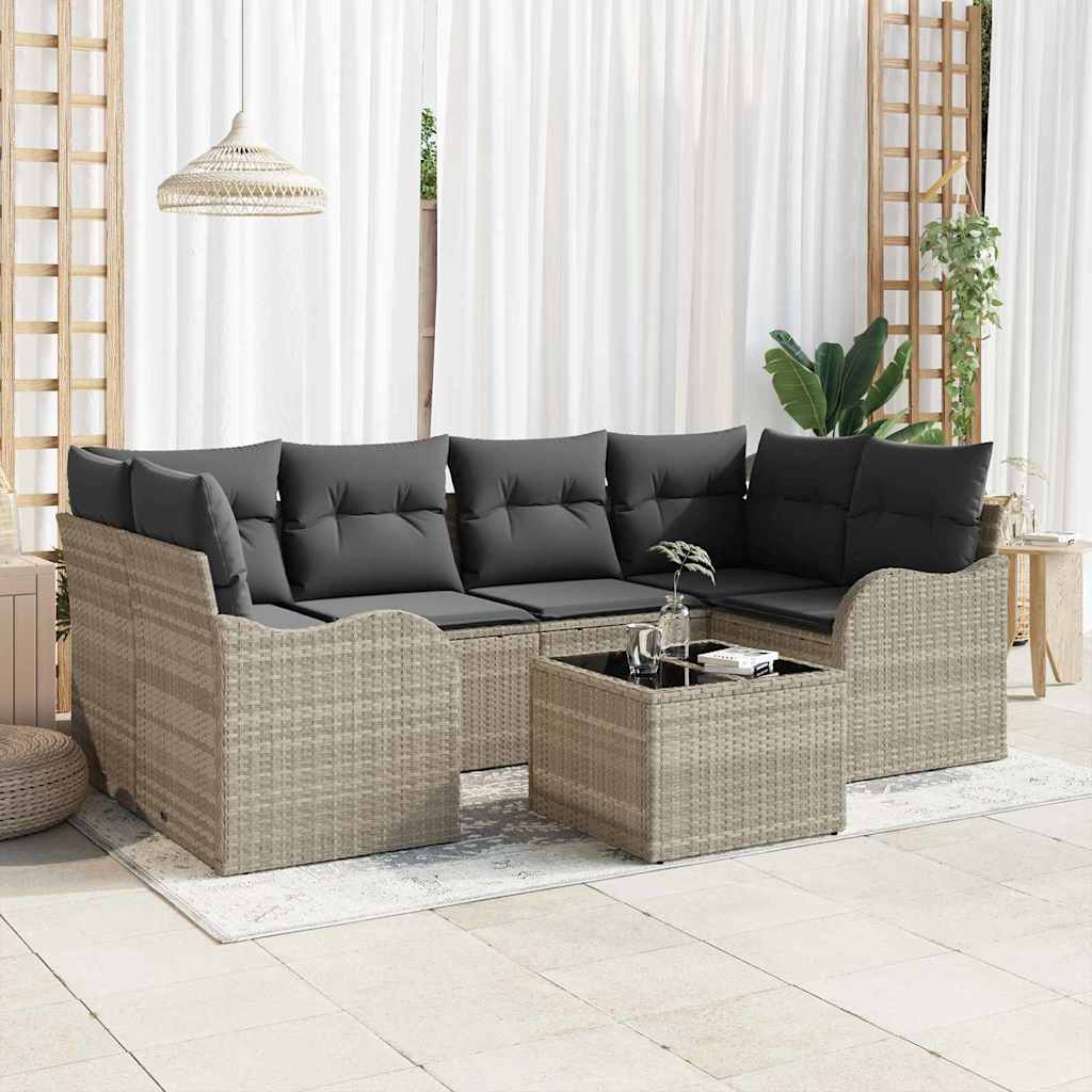 Sada zahradních pohovek 7 pcs Světle šedá 55 x 55 x 37 cm