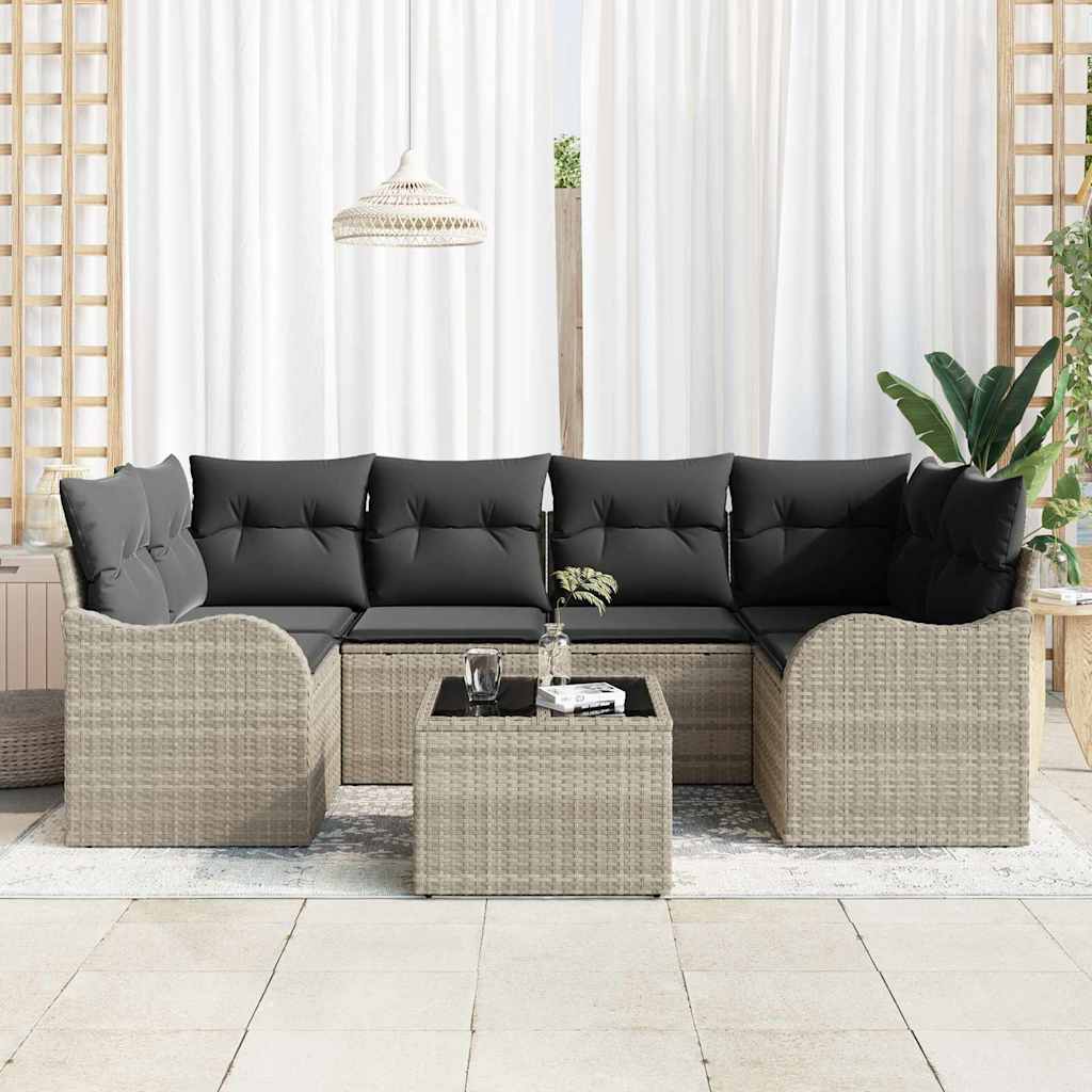 Sada zahradních pohovek 7 pcs Světle šedá 55 x 55 x 37 cm