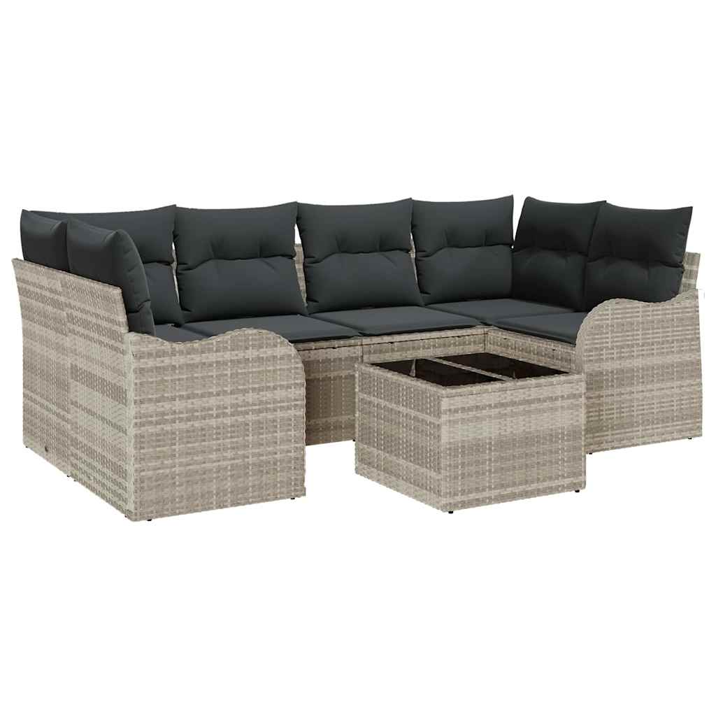 Sada zahradních pohovek 7 pcs Světle šedá 55 x 55 x 37 cm