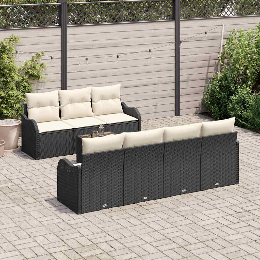 Sada zahradních pohovek 8 pcs Černá 55 x 55 x 37 cm Poly ratan