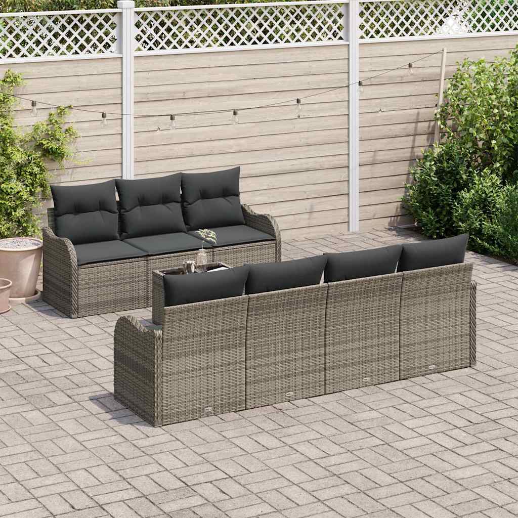 Sada zahradních pohovek 8 pcs Šedá 55 x 55 x 37 cm Poly ratan