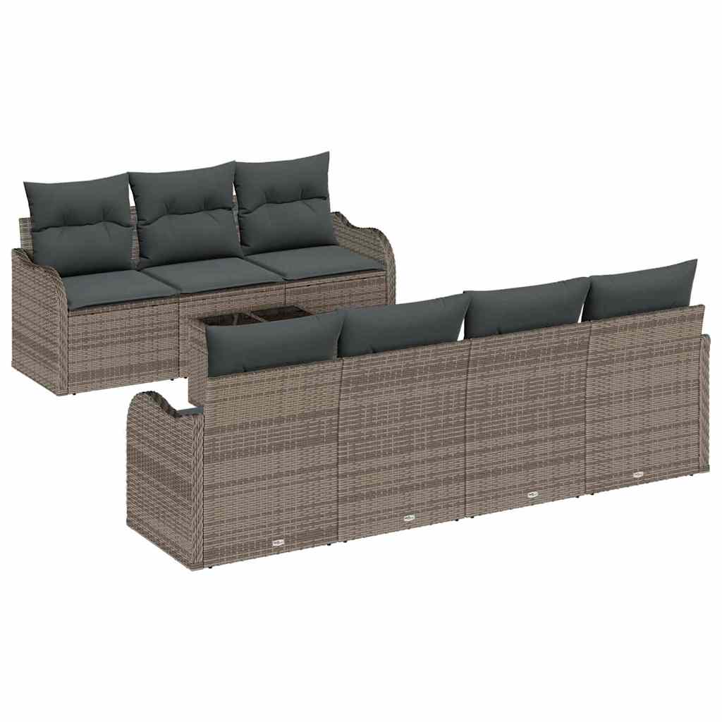 Sada zahradních pohovek 8 pcs Šedá 55 x 55 x 37 cm Poly ratan