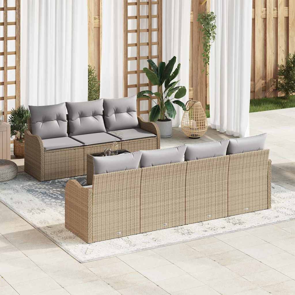 Sada zahradních pohovek 8 pcs Béžová 55 x 55 x 37 cm Poly ratan