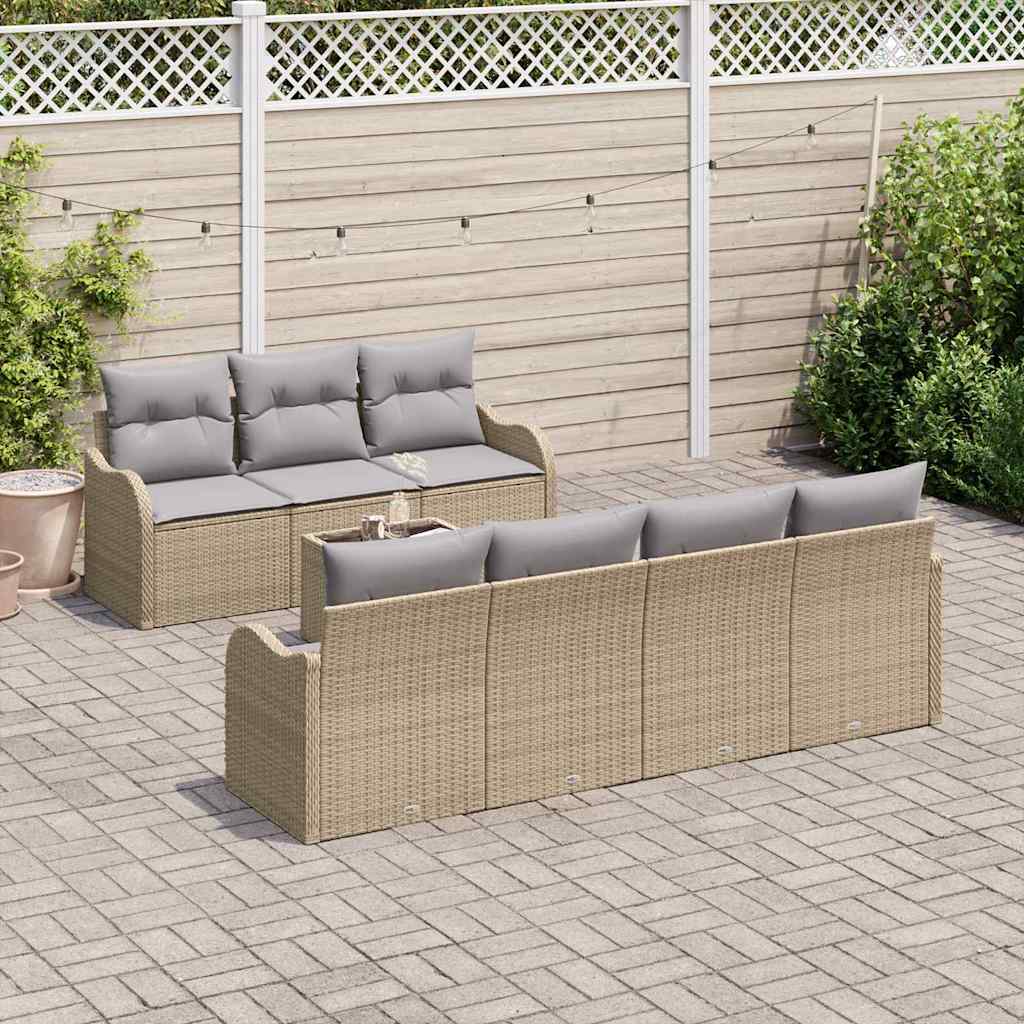 Sada zahradních pohovek 8 pcs Béžová 55 x 55 x 37 cm Poly ratan