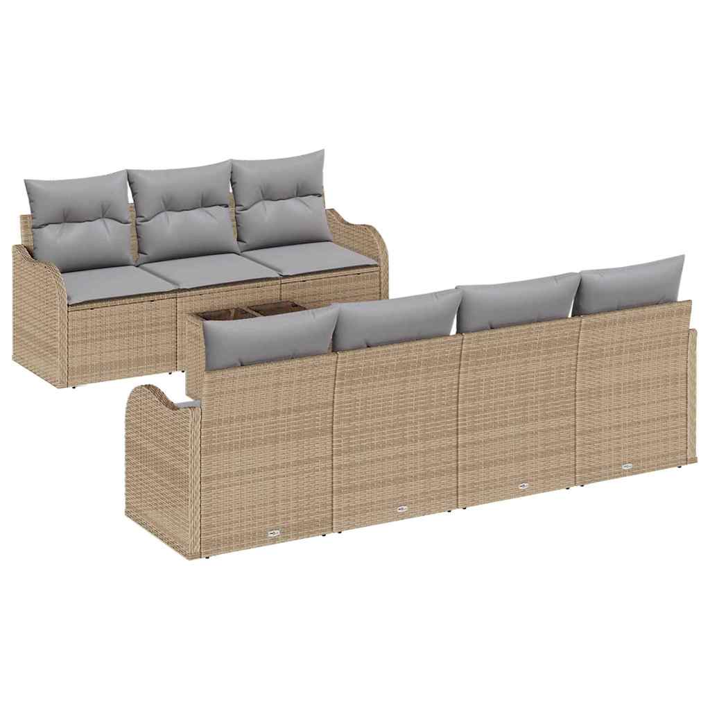 Sada zahradních pohovek 8 pcs Béžová 55 x 55 x 37 cm Poly ratan