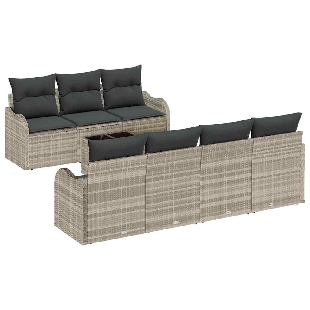 Sada zahradních pohovek 8 pcs Světle šedá 55 x 55 x 37 cm