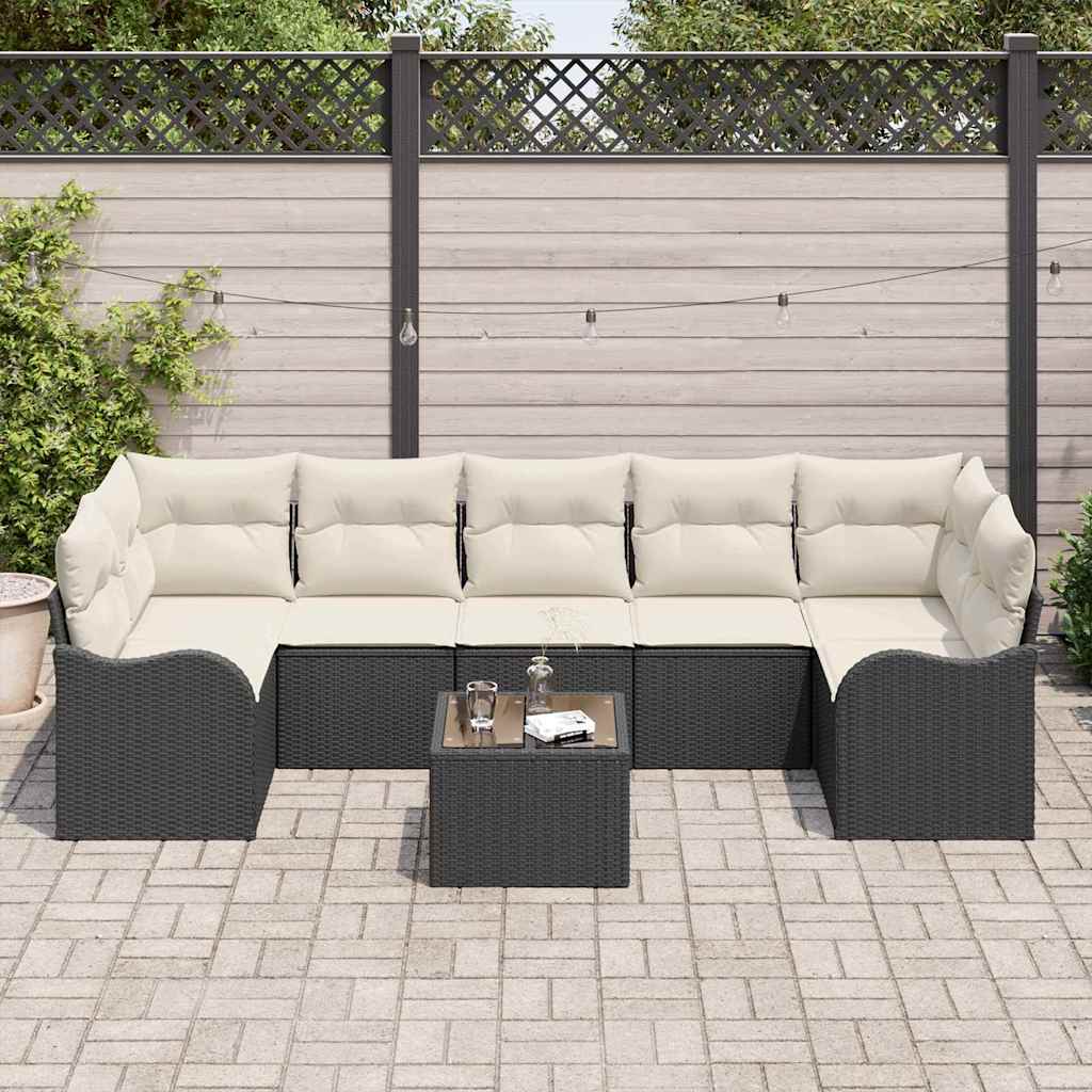 Sada zahradních pohovek 8 pcs Černá 55 x 55 x 37 cm Poly ratan