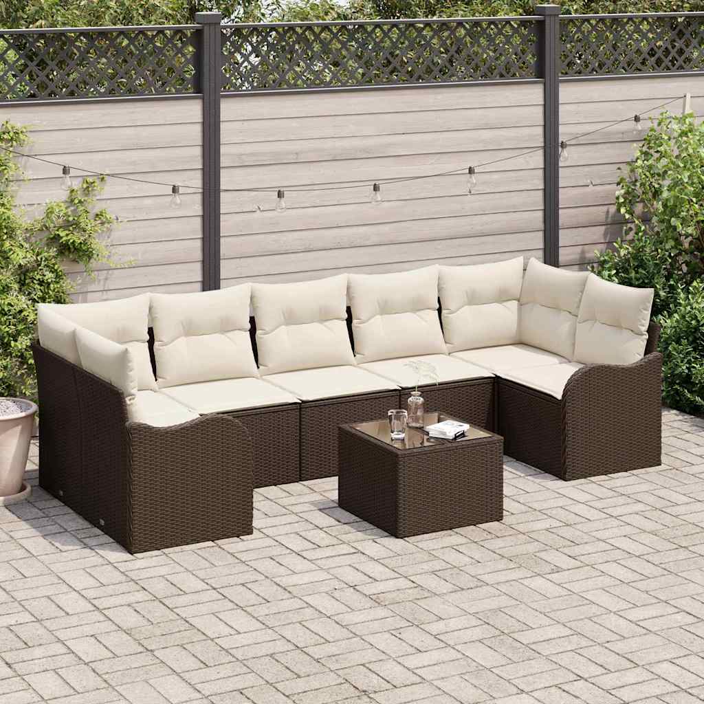 Sada zahradních pohovek 8 pcs Hnědá 55 x 55 x 37 cm Poly ratan