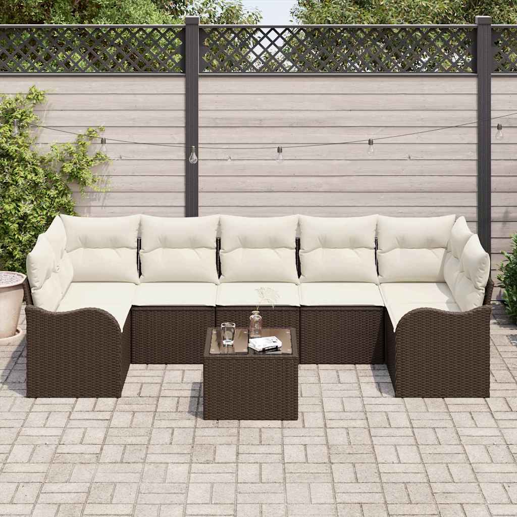Sada zahradních pohovek 8 pcs Hnědá 55 x 55 x 37 cm Poly ratan