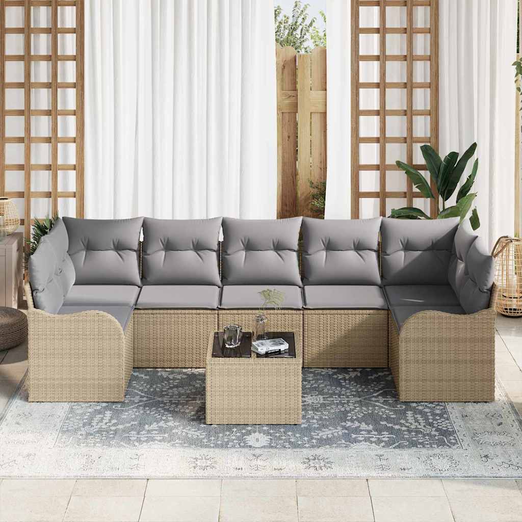 Sada zahradních pohovek 8 pcs Béžová 55 x 55 x 37 cm Poly ratan