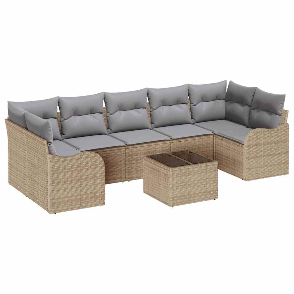 Sada zahradních pohovek 8 pcs Béžová 55 x 55 x 37 cm Poly ratan