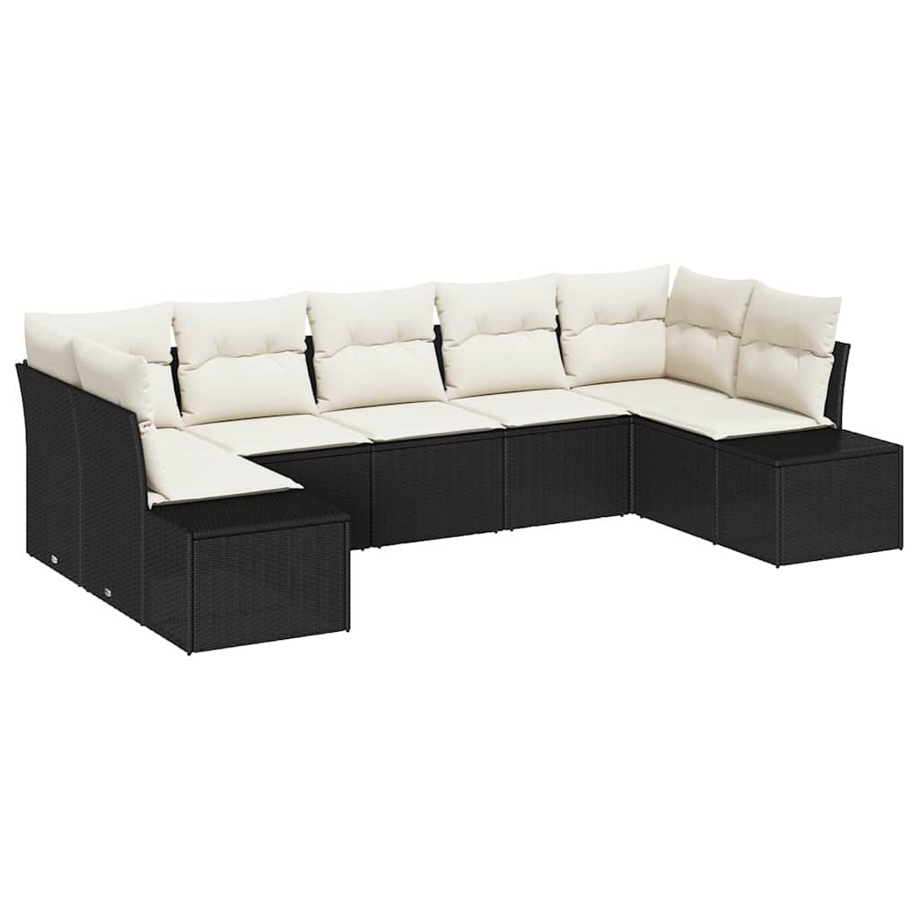 Sada zahradních pohovek 7 pcs Černá a krémová 289 x 154 x 85 cm
