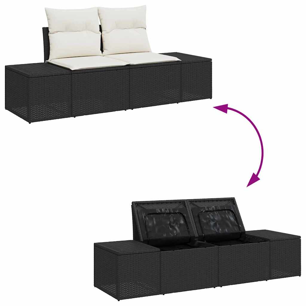 Sada zahradních pohovek 7 pcs Černá a krémová 289 x 154 x 85 cm