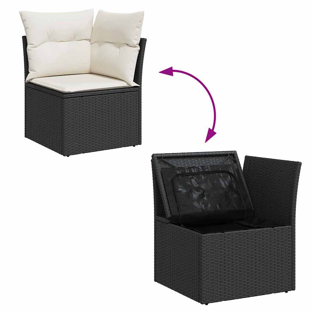 Sada zahradních pohovek 7 pcs Černá a krémová 289 x 154 x 85 cm