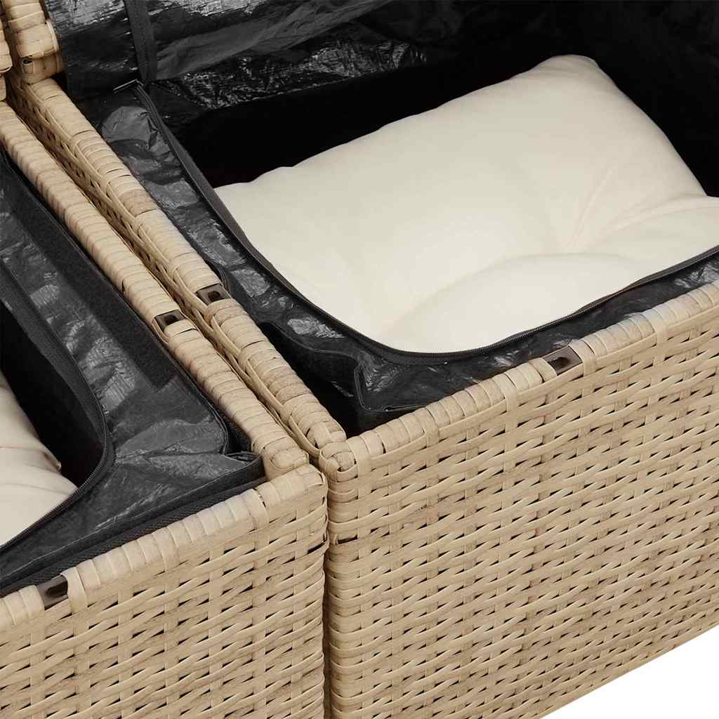 Sada zahradních pohovek s polštářem 7 pcs béžová a krémová