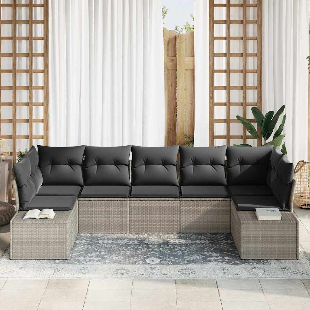 Sada zahradních pohovek 7 pcs Světle šedá 289 x 154 x 85 cm