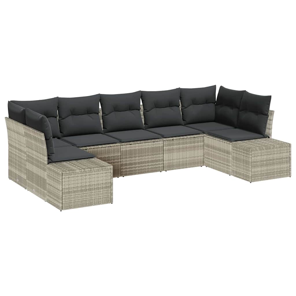 Sada zahradních pohovek 7 pcs Světle šedá 289 x 154 x 85 cm