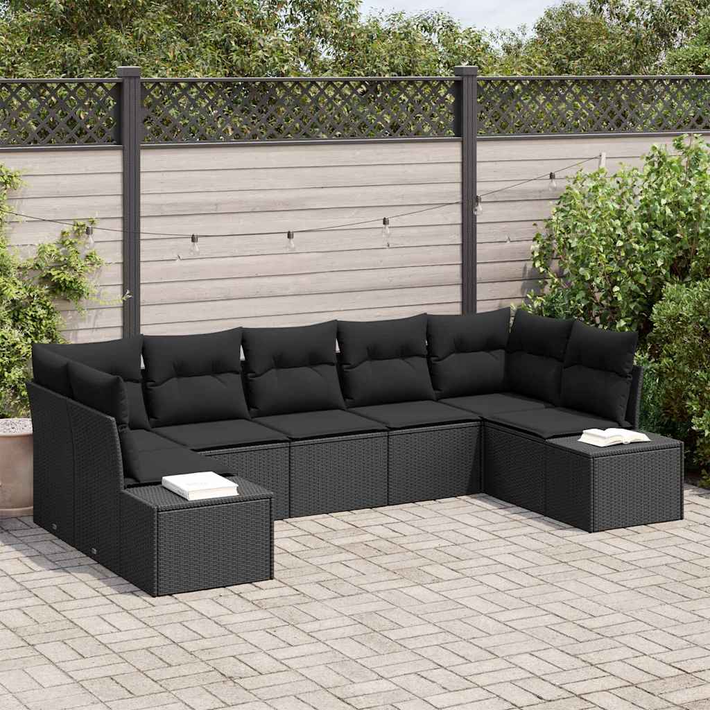 Sada zahradních pohovek 7 pcs Černá 289 x 154 x 85 cm