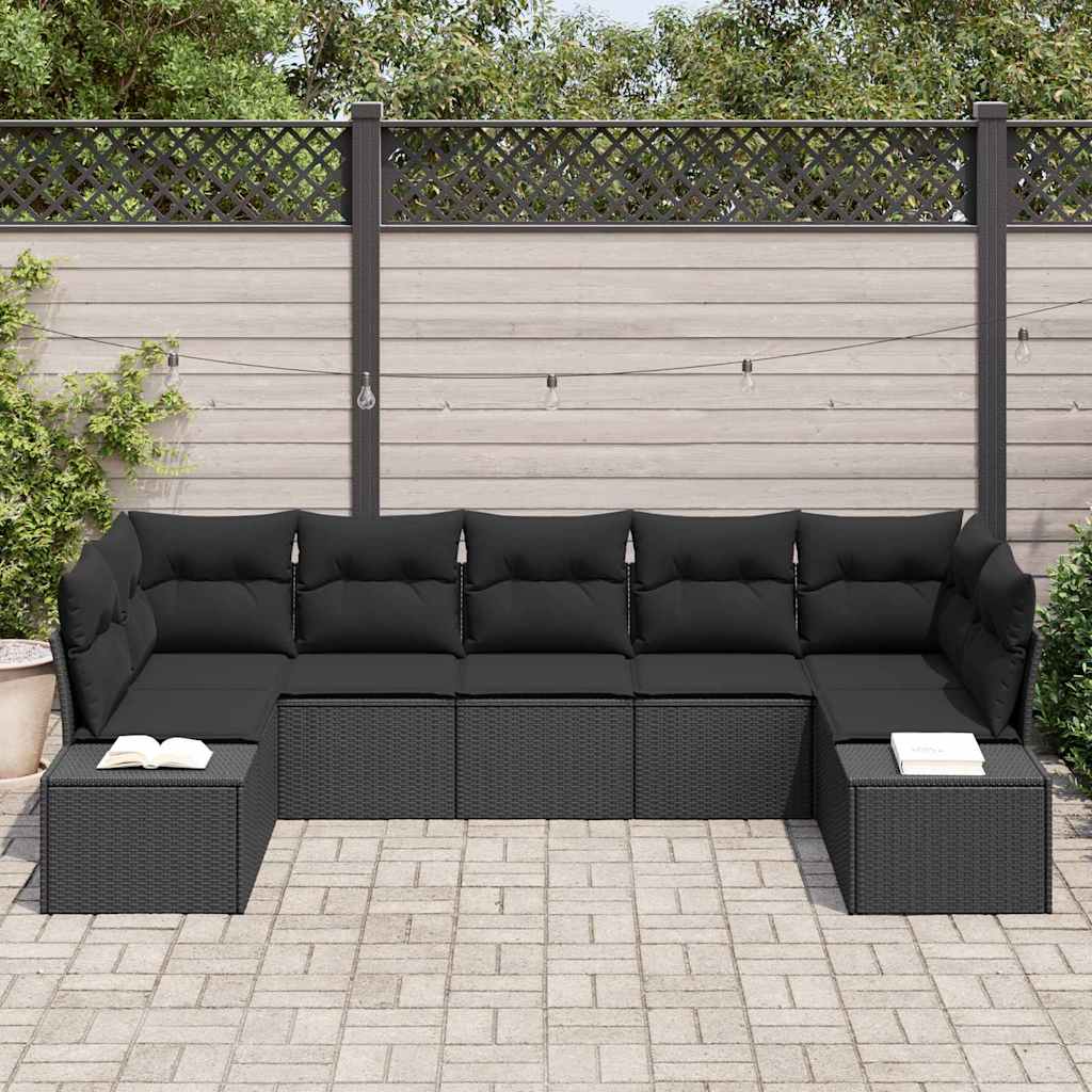 Sada zahradních pohovek 7 pcs Černá 289 x 154 x 85 cm