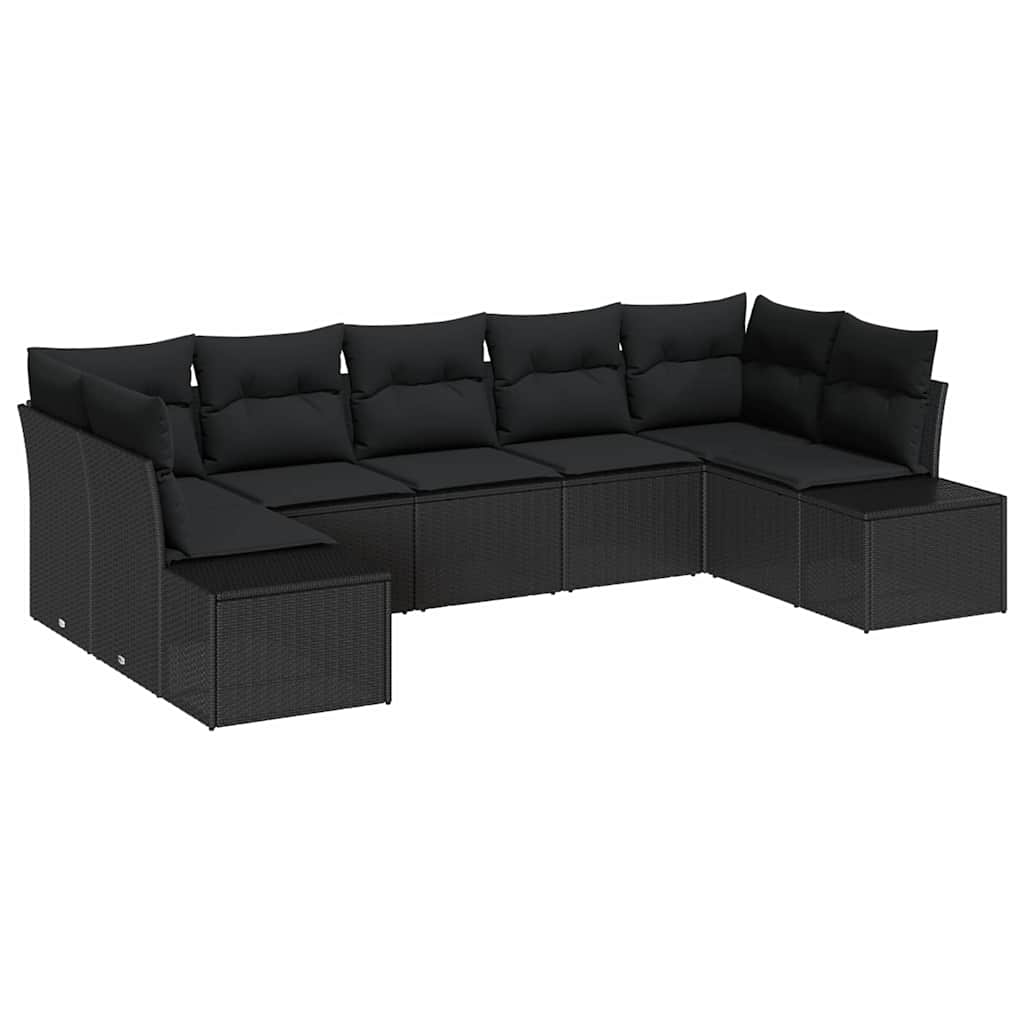 Sada zahradních pohovek 7 pcs Černá 289 x 154 x 85 cm
