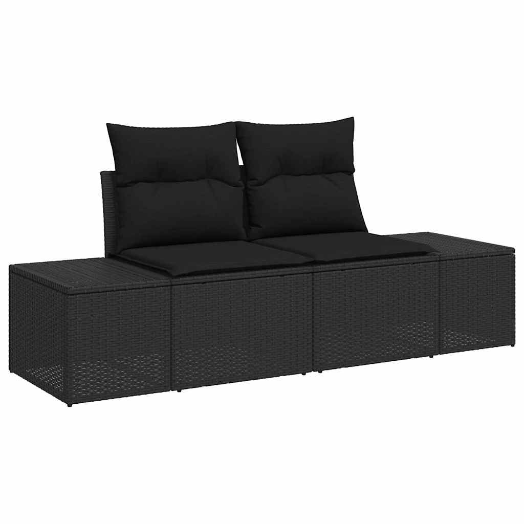 Sada zahradních pohovek 7 pcs Černá 289 x 154 x 85 cm