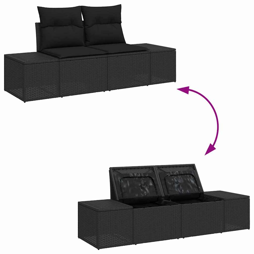 Sada zahradních pohovek 7 pcs Černá 289 x 154 x 85 cm