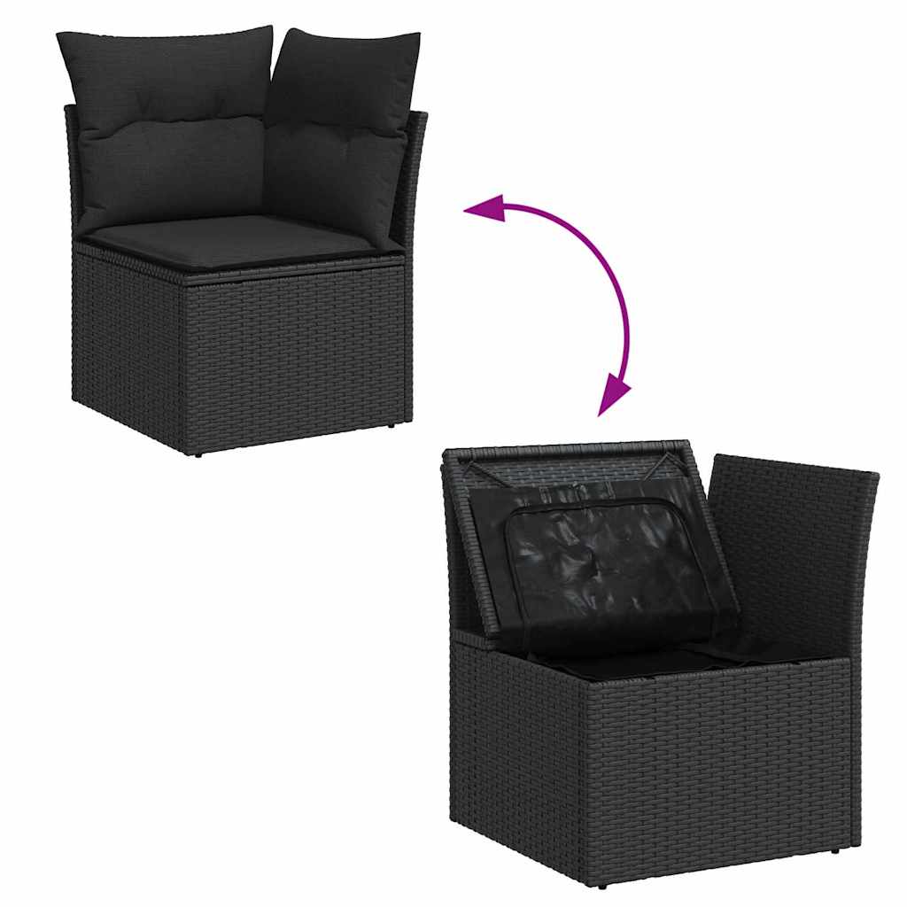Sada zahradních pohovek 7 pcs Černá 289 x 154 x 85 cm
