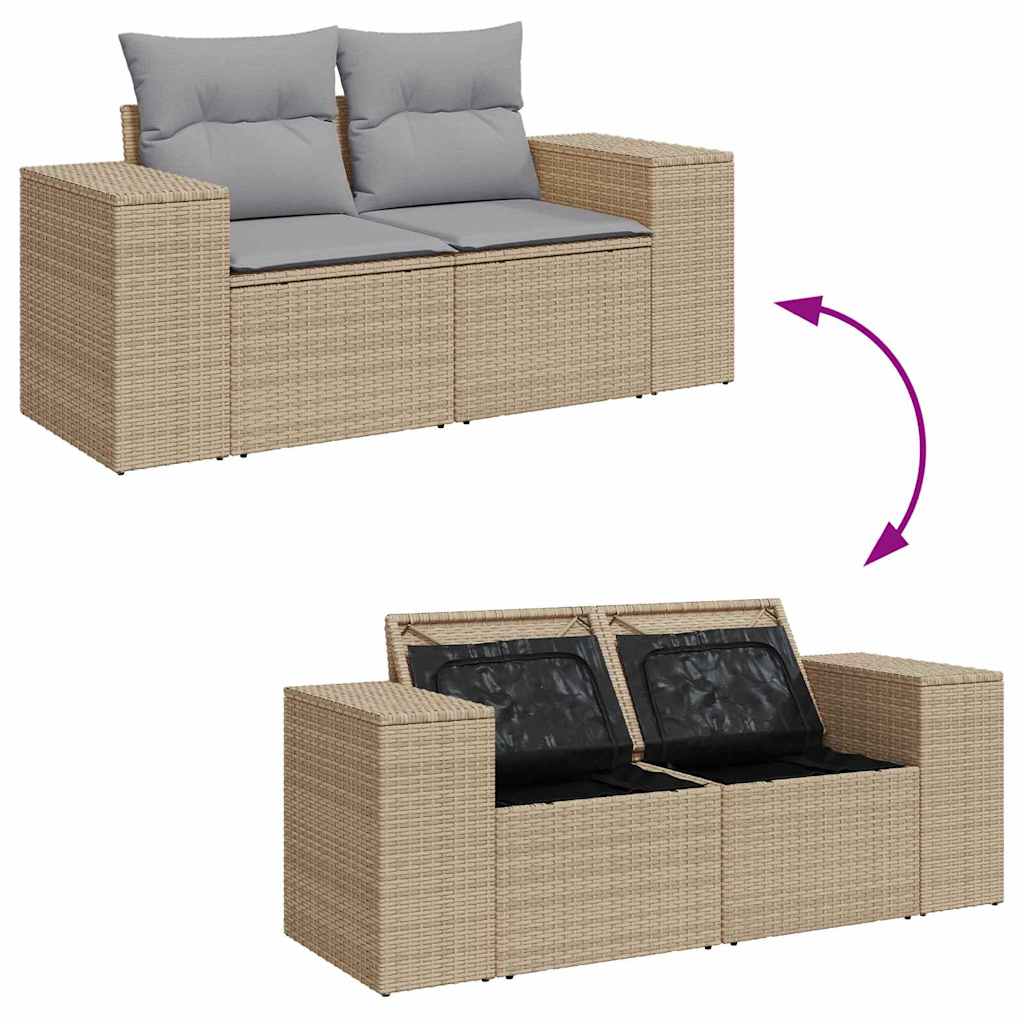 Sada zahradních pohovek s polštářem 8 pcs béžová a světle šedá