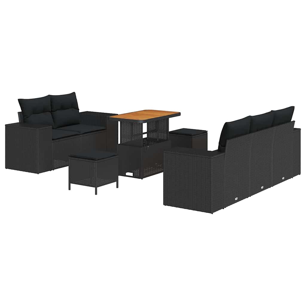 Sada zahradních pohovek s polštářem 8 pcs Černá 90 x 55 x 71 cm