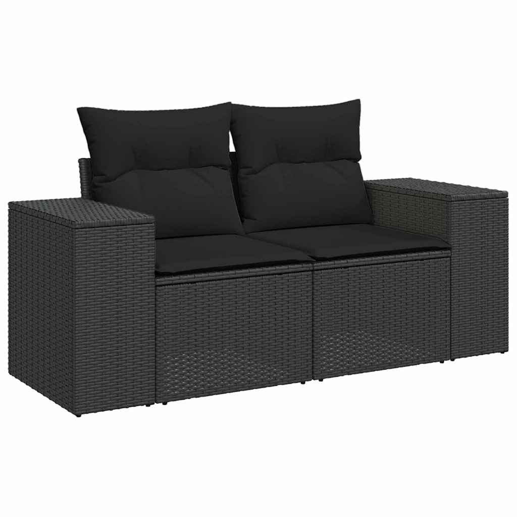 Sada zahradních pohovek s polštářem 8 pcs Černá 90 x 55 x 71 cm