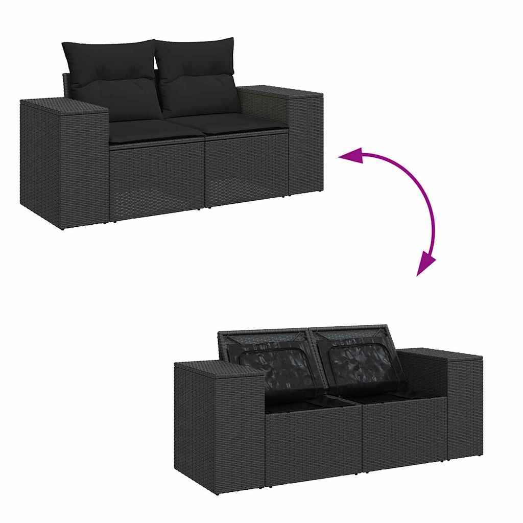Sada zahradních pohovek s polštářem 8 pcs Černá 90 x 55 x 71 cm