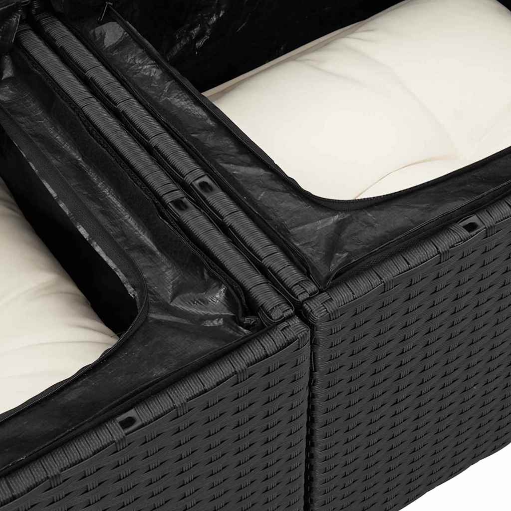 Sada zahradních pohovek s polštářem 8 pcs Černá a krémová