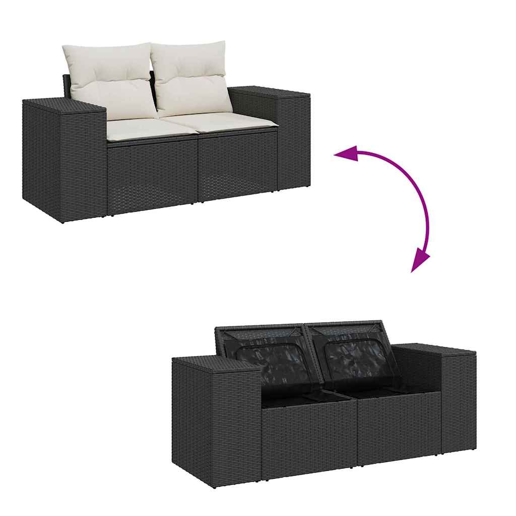 Sada zahradních pohovek s polštářem 8 pcs Černá a krémová