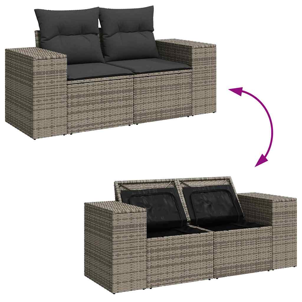 Sada zahradních pohovek s polštářem 8 pcs Šedá 90 x 55 x 71 cm