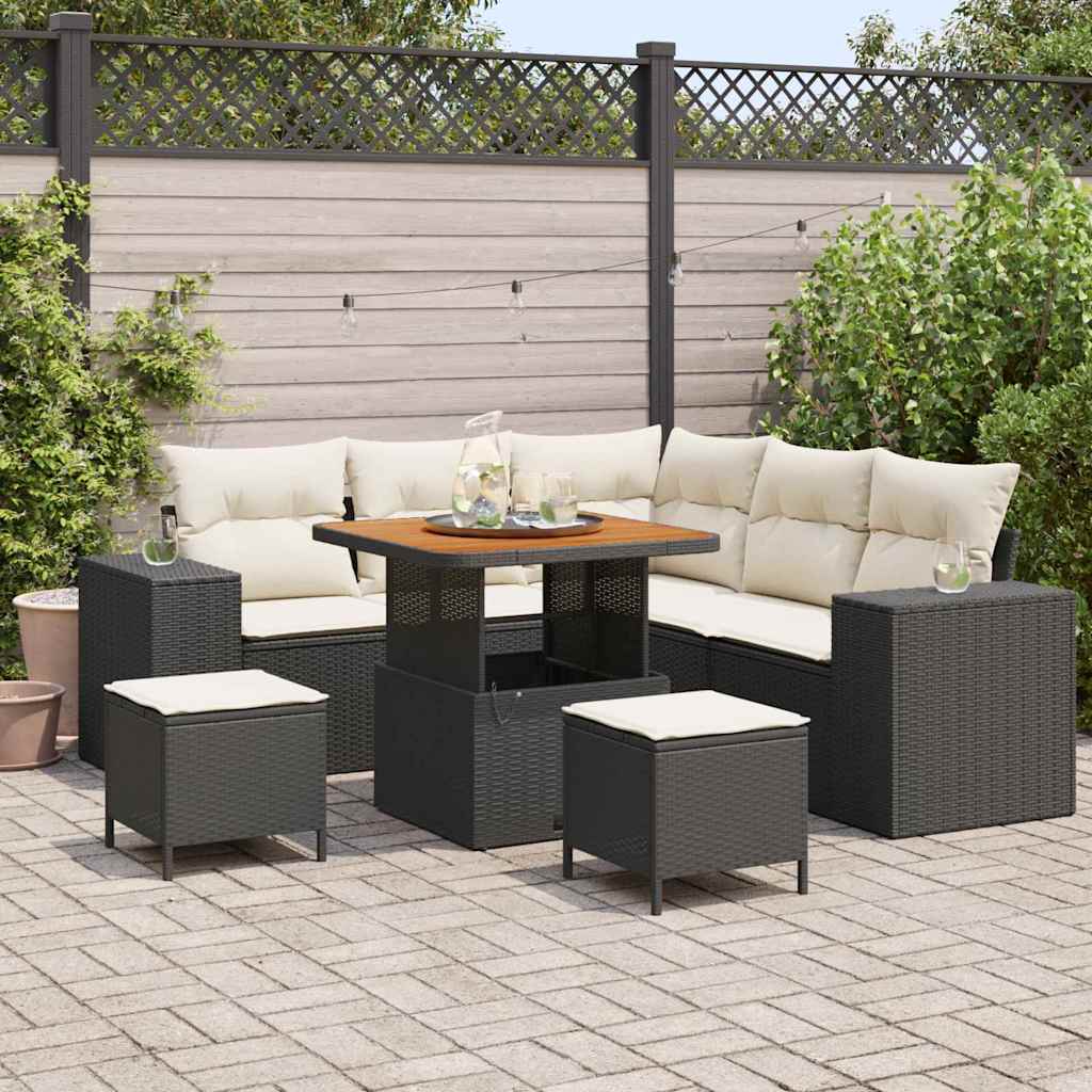 Sada zahradních pohovek 8 pcs Černá a krémová 80 x 80 x 71 cm