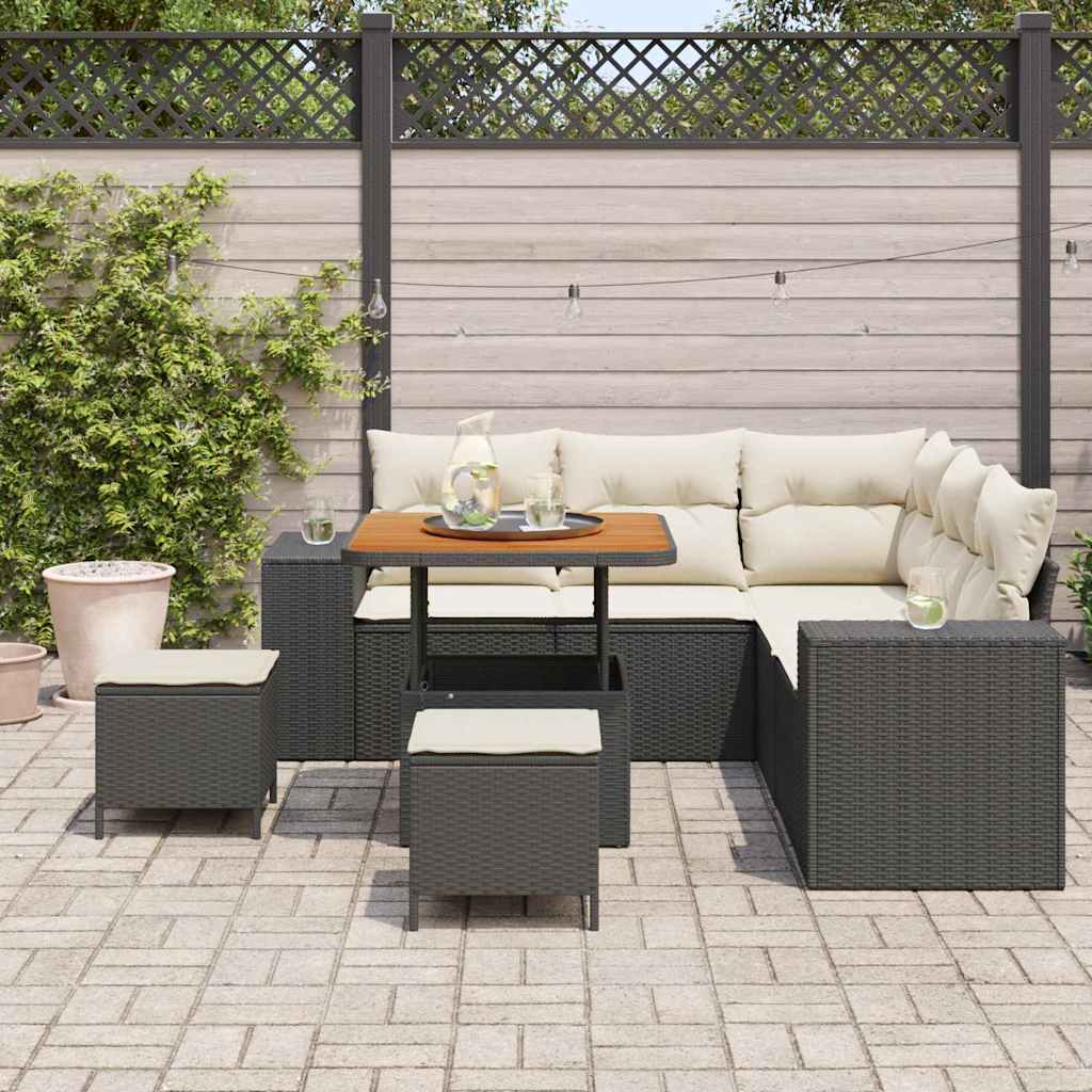 Sada zahradních pohovek 8 pcs Černá a krémová 80 x 80 x 71 cm