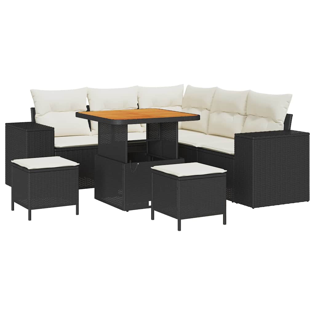 Sada zahradních pohovek 8 pcs Černá a krémová 80 x 80 x 71 cm