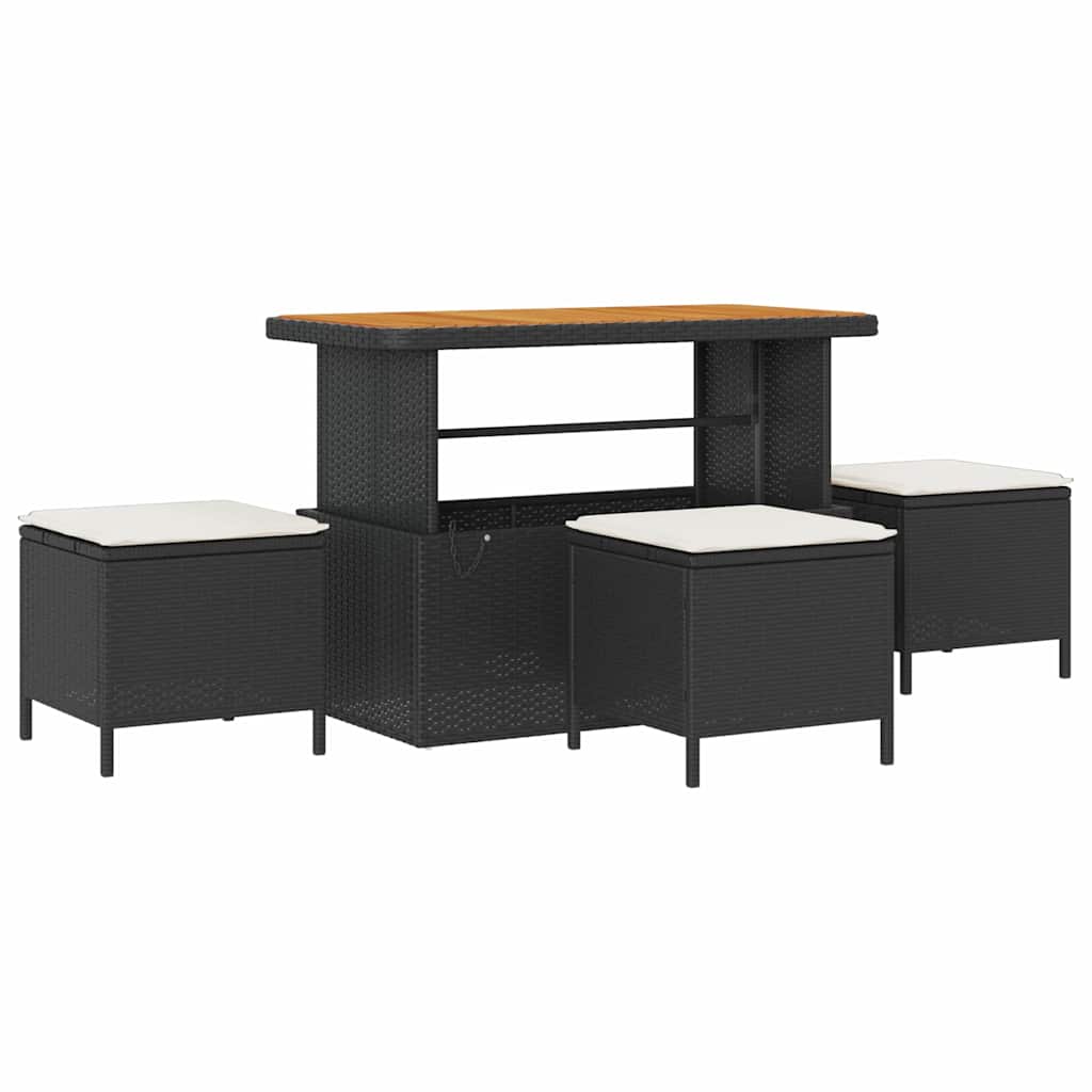 Sada zahradních pohovek 9 pcs Černá a krémová 110 x 55 x 71 cm